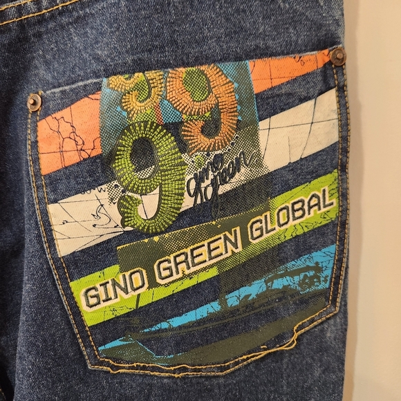 Gino Green Global Jeans Mens 34x31 Blue Vintage Embroidered JNCO Grunge 999 - Picture 5 of 15